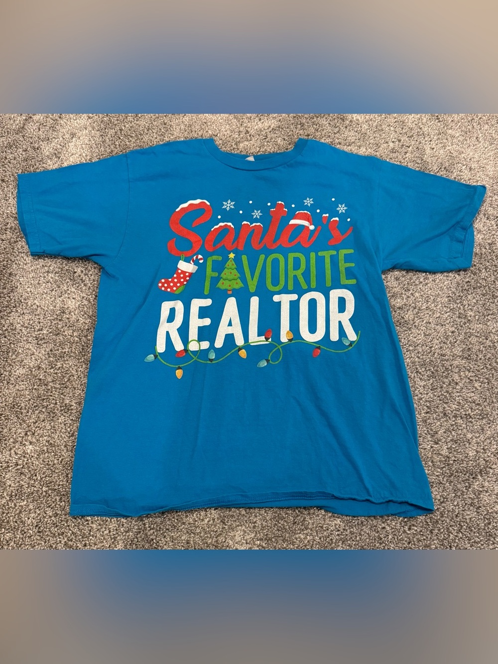 Santa's Favorite Realtor Blue Holiday Tee